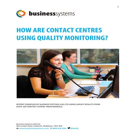 How Contact Centres are using Quality Monitoring Report