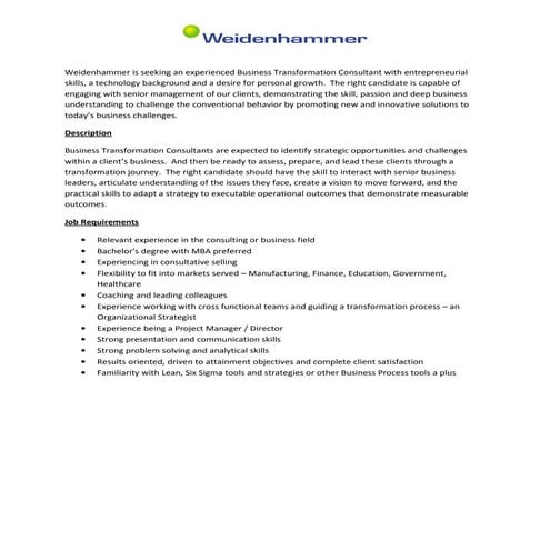 Business Transformation Consultant