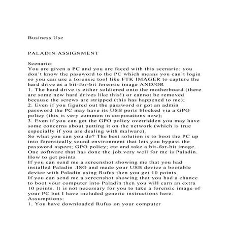Business UsePALADIN ASSIGNMENT ScenarioYou are give.docx