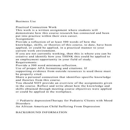 Business UsePractical Connection WorkThis work is a writte.docx