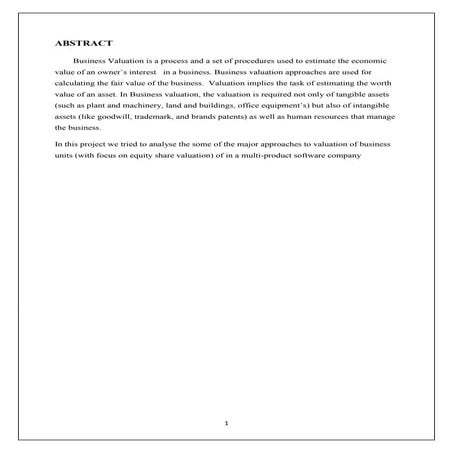 Business valuation documentation (recovered) | PDF