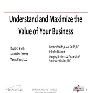 Business value presentation 05 25 2011
