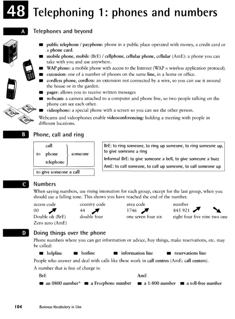 Business Voc In Use (Intermediate) Telephoning Business Voc In Use (Intermediate) Telephoning