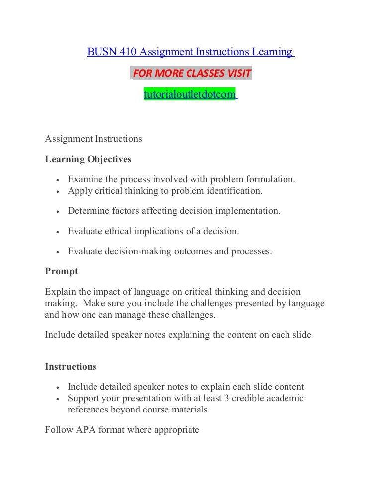 Assignment instructions meaning image