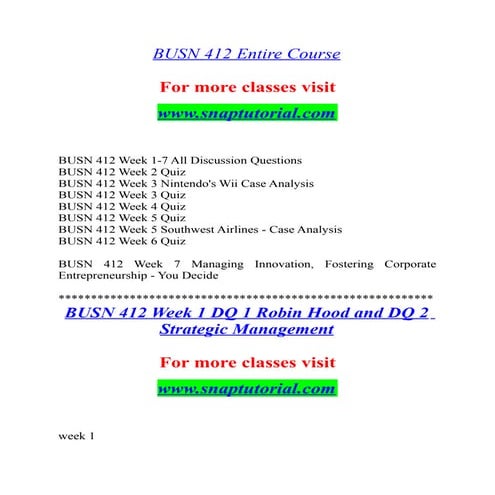 Busn 412 business policy complete class | PDF