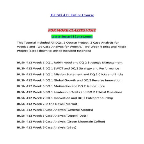 Busn 412 business policy complete class | PDF