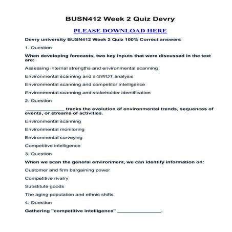 Busn412 week 2 quiz devry