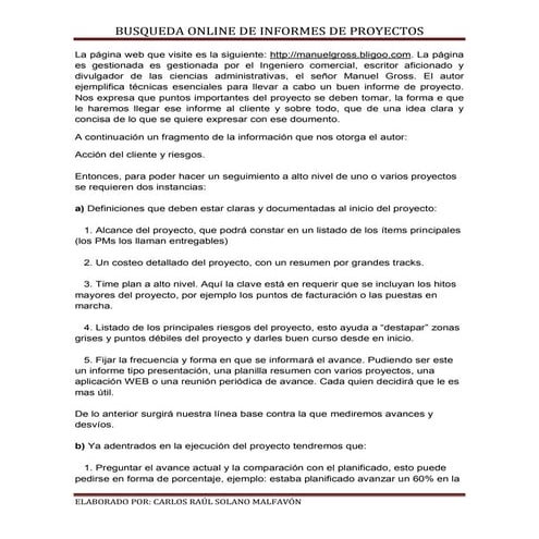 Busqueda online de informes de proyectos