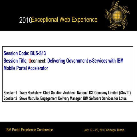 ttconnect: Delivering Government e-Services With IBM Mobile Portal Accelerator
