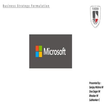 Bussiness strategy formulation -Microsoft