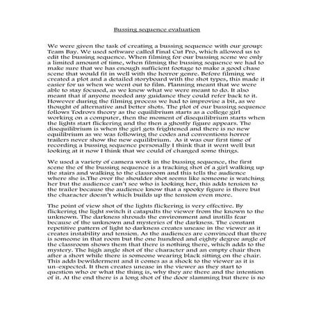 Bussing sequence evaluation