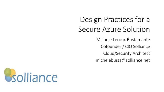 Design Practices for a Secure Azure Solution