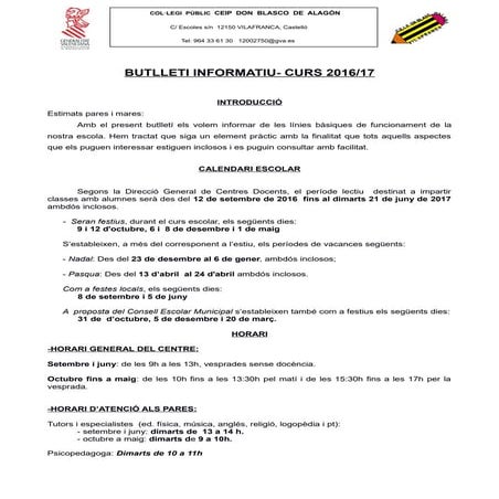 Butlletí informatiu 2016-17