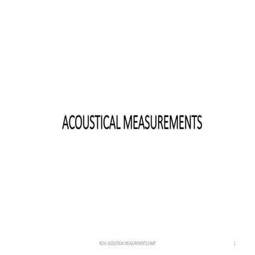 Acoustical Measurements