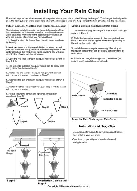 Monarch rain chains copper lilly-rain-chain-installation-instructions | PDF