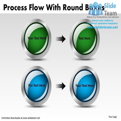 Buttons process flow with round boxes power point slides and ppt diagram temp...