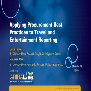 Applying Procurement Best Practices to Travel & Entertainment Reporting