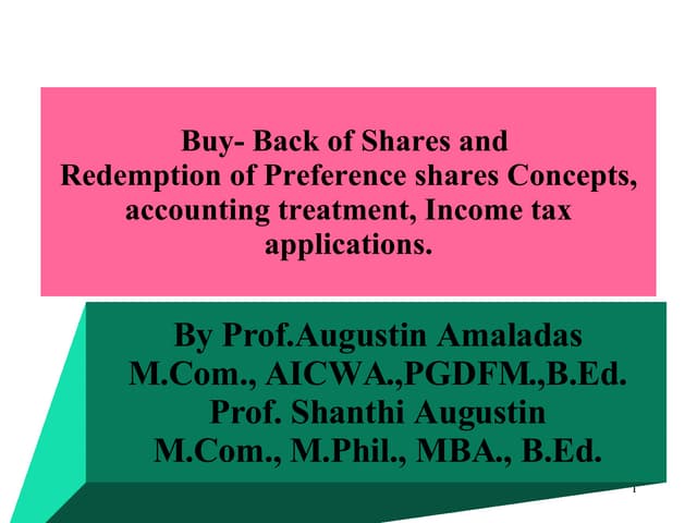 Buy  Back Of Shares,