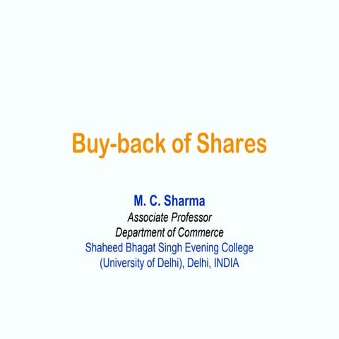 Buy back of shares - introduction and accounting