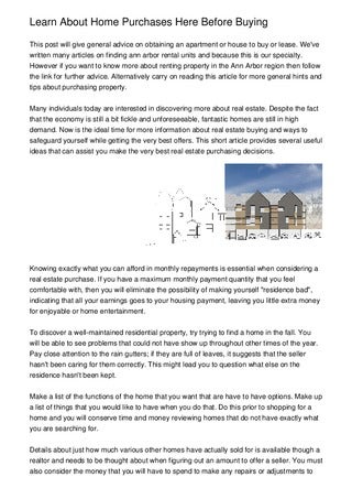 Learn About Home Purchases Here Before Buying