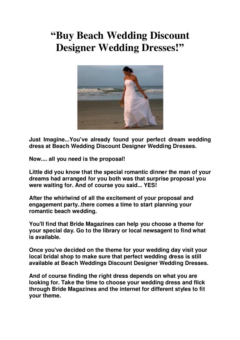 Buy Beach Wedding Discount Designer Wedding Dresses