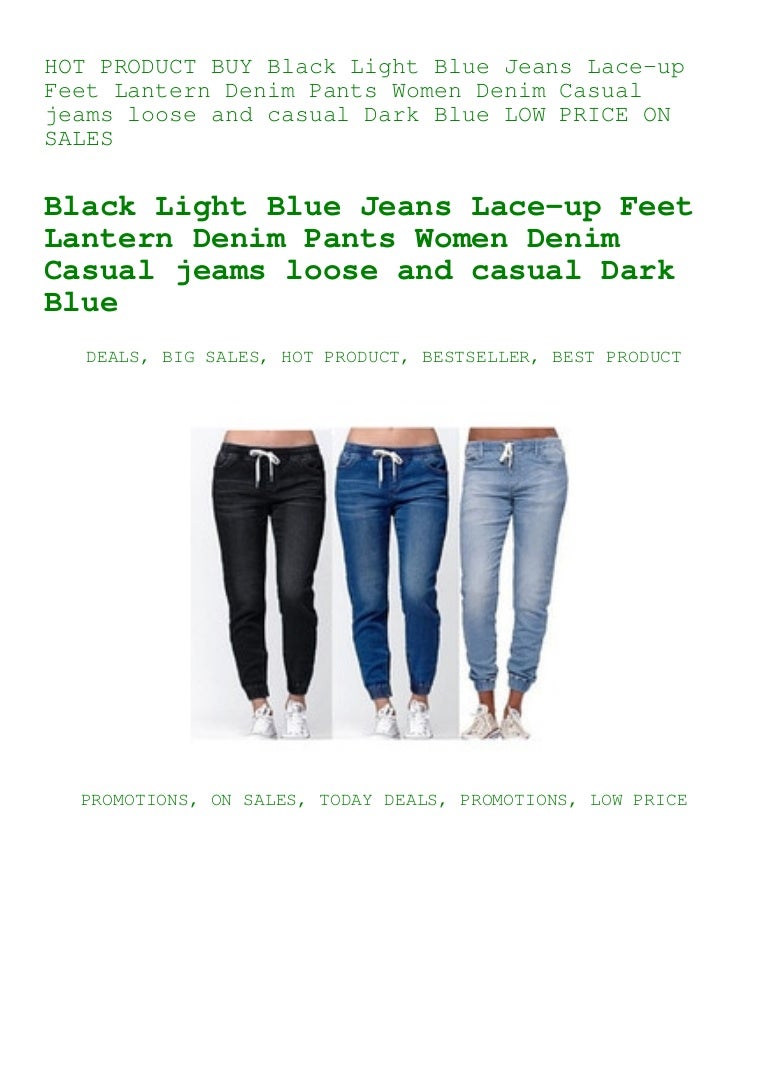 Buy Black Light Blue Jeans Lace Up Feet Lantern Denim Pants Women Den