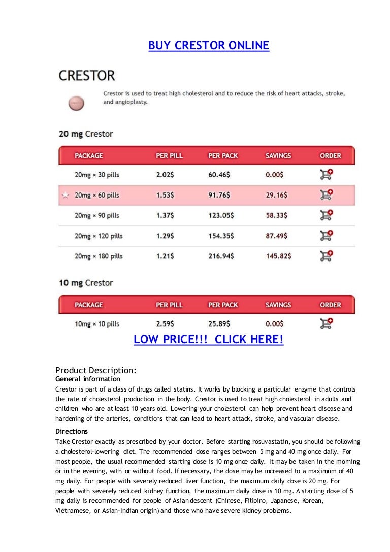 Crestor Cheapest Price