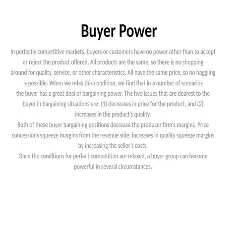 Buyer Power  and its different aspects in market