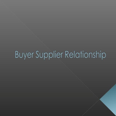 Buyer supplier relationship