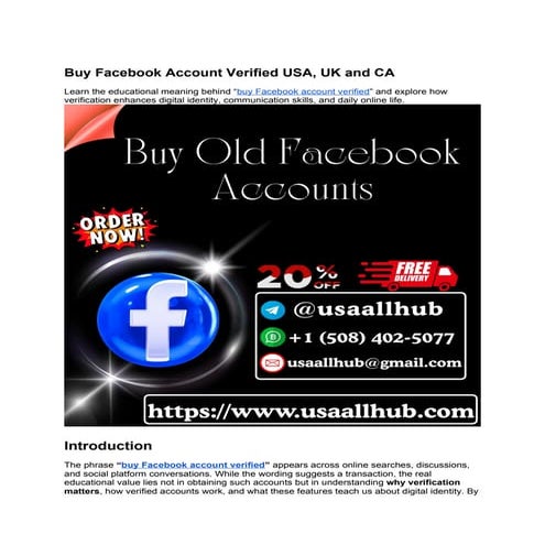 Buy Facebook Account Verified USA, UK and CA.docx