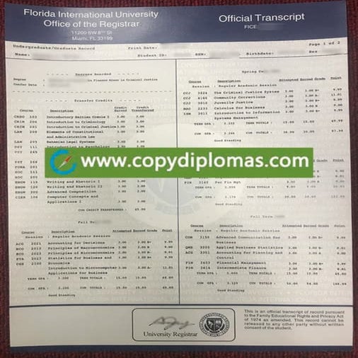 buy fake certificate, Florida International University transcript