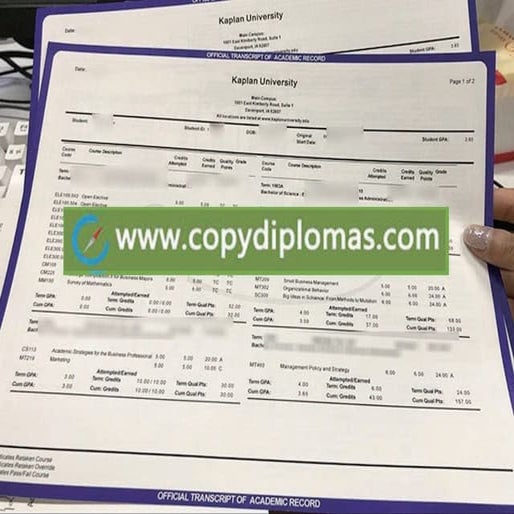 buy fake university Transcript, Kaplan University transcript