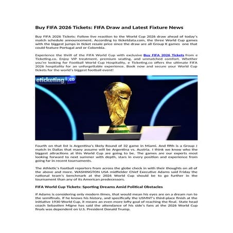 Buy FIFA 2026 Tickets FIFA Draw and Latest Fixture News.docx