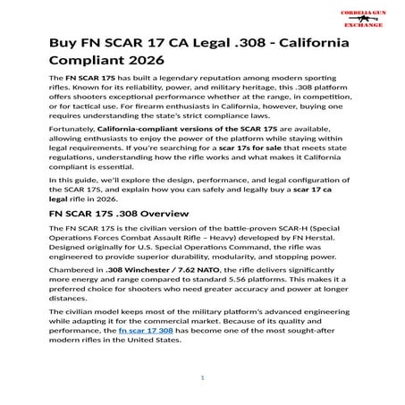Buy FN SCAR 17 CA Legal .308 - California Compliant 2026 | DOCX