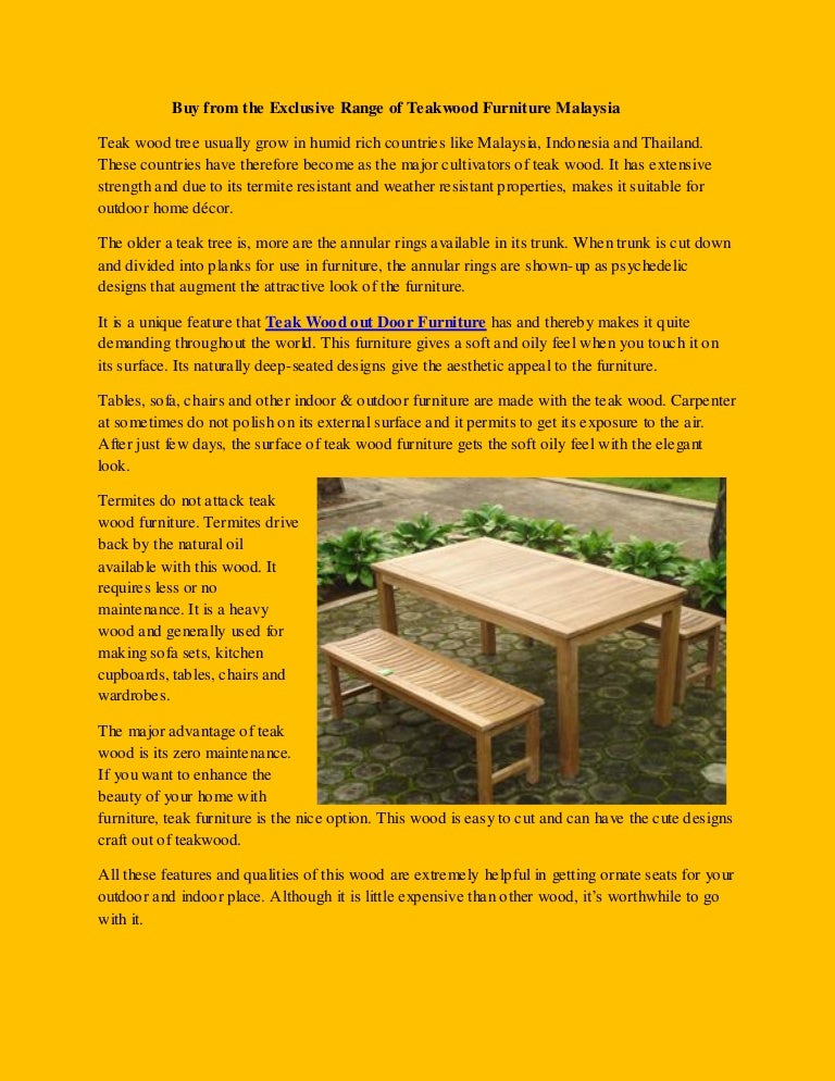 Buy from the Exclusive Range of Teakwood Furniture Malaysia