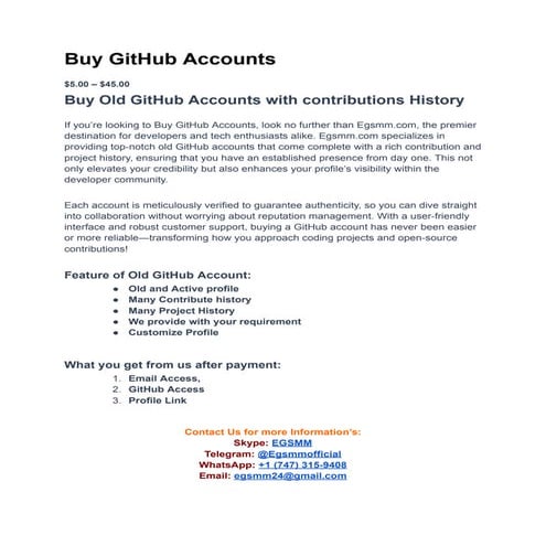 Buy GitHub Accounts - Old Account with Contribute
