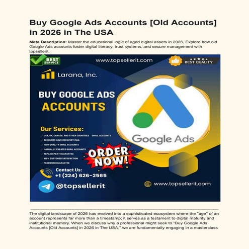 Mastering the Value of Aged Google Ads Accounts in 2026 USA | PDF