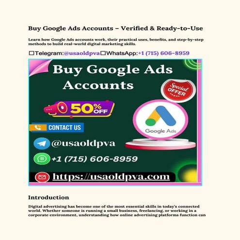 Buying and Google Ads Accounts for Digital Marketing Success | PDF