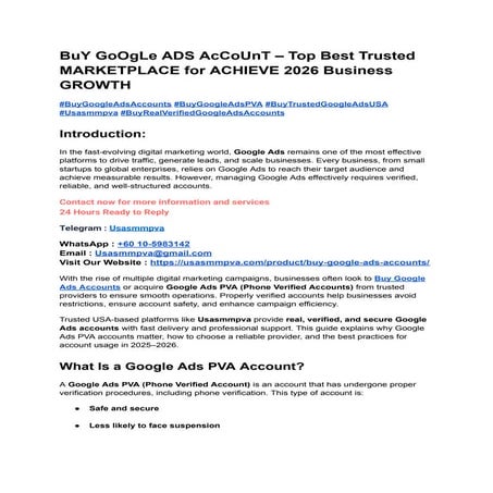 BuY GoOgLe ADS AcCoUnT – Top Best Trusted MARKETPLACE for ACHIEVE 2026 ...
