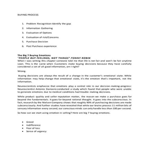 Buying process ,Type of Buyers  and Buying Signals