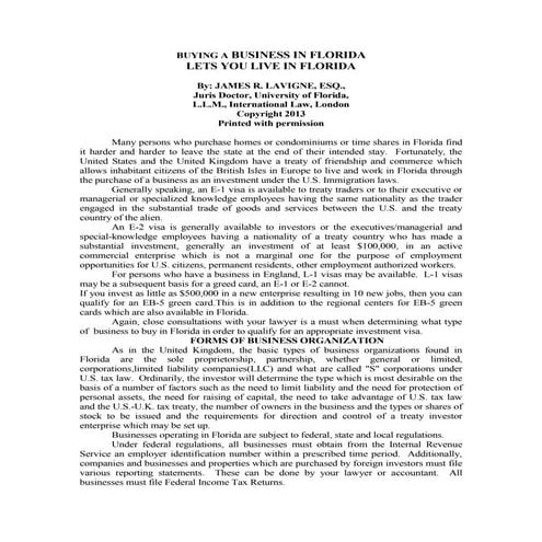 Buying  a business in florida