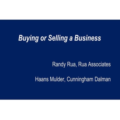 Buying and selling a business seminar part 1 slides