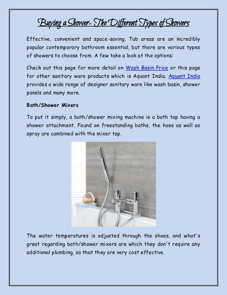 Buying a Shower The Different Types of Showers