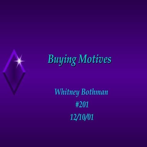 Customer Buying Motives