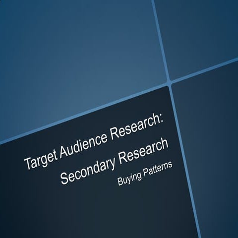 RESEARCH & PLANNING: Buying Patterns