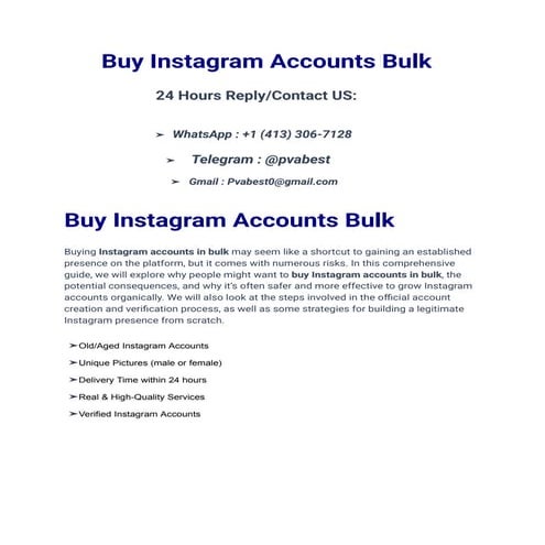 Best 10 Website To Buy Instagram Accounts Bulk  2025 USA