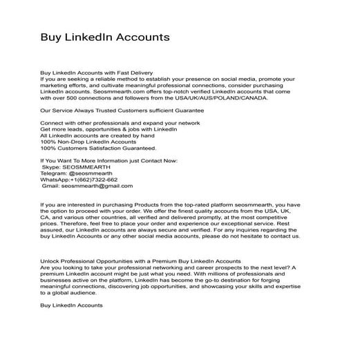 Buy LinkedIn Accounts with Fast Delivery