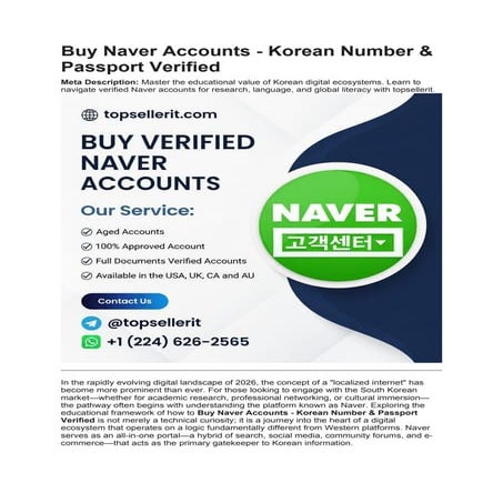 Mastering Verified Naver Accounts for Korean Digital Literacy and ...