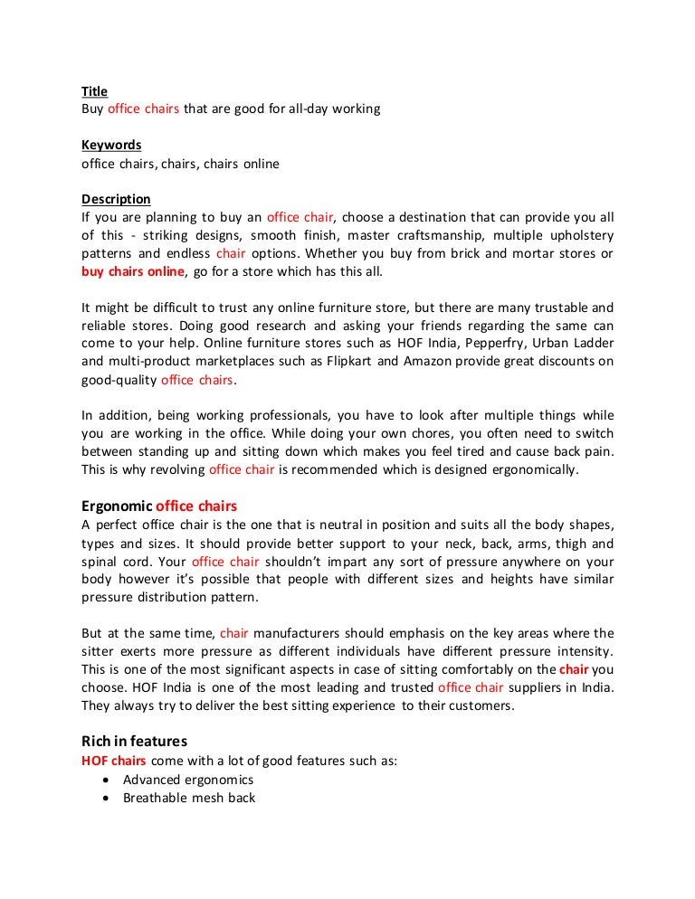 Buy Office Chairs That Are Good For All Day Working