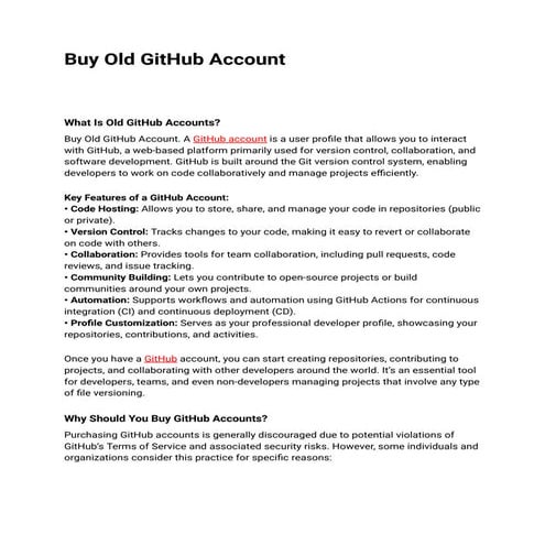 What Is Old GitHub Accounts?- aged github account